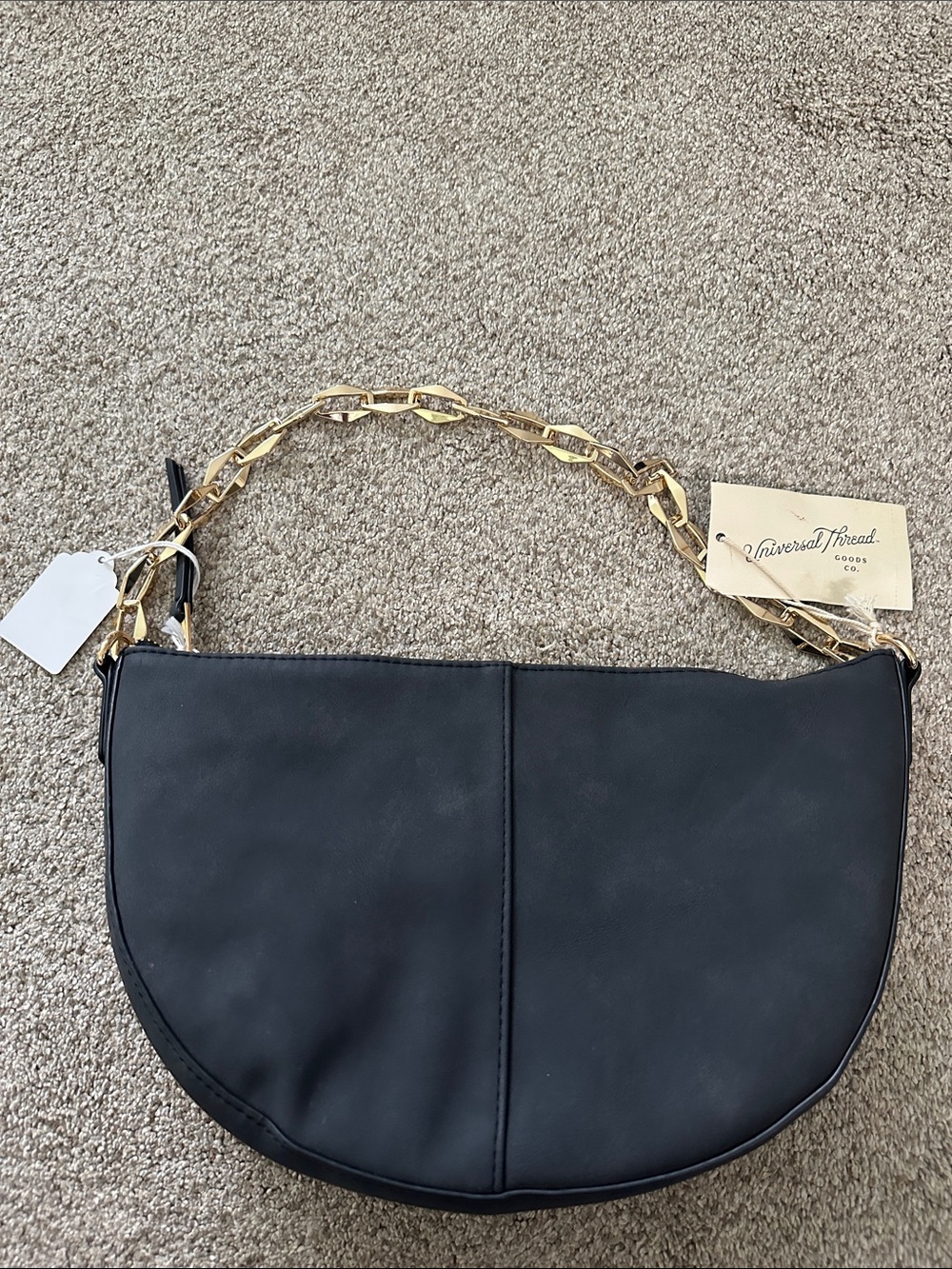 Universal Thread Black Crescent Shoulder Bag with Gold Chain Strap
